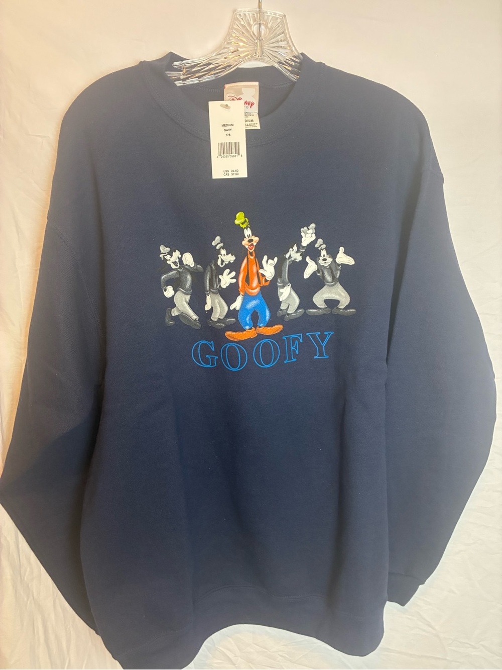 VINTAGE 90s Disney Store Goofy Multi-Pose Crewneck Sweatshirt Navy Blue M NWT